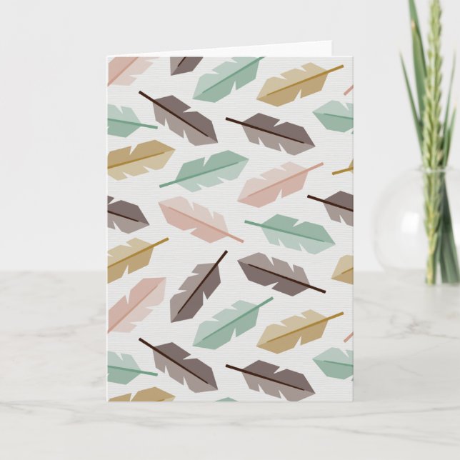 Tarjeta Mid-Century Modern Retro Feathers Greeting Cards (Anverso)