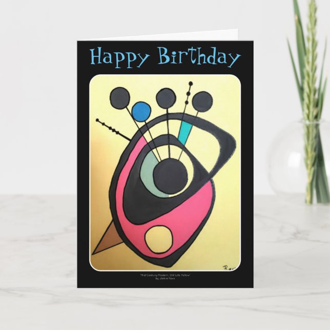 Tarjeta 'Mid Century Modern Still Life Yellow' en un BDay (Anverso)