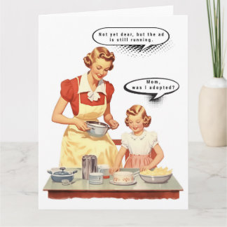 Tarjeta Mid-Century Mother and Daughter with Funny Caption