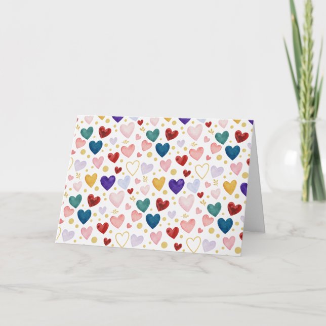 Tarjeta Midnight Garden Watercolor Hearts (Anverso)