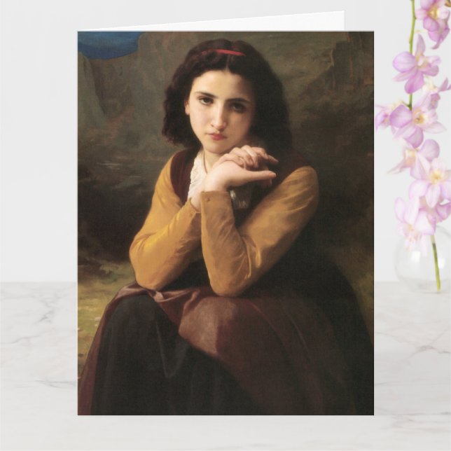 Tarjeta Mignon Innocence of Adolescent Chica, Bouguereau (Orquídea)