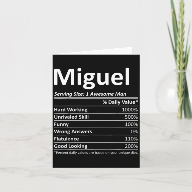 Tarjeta Miguel Nutrition Funny Birthday D Name  (Anverso)