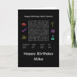 Tarjeta Mike de búsqueda de palabras de cumpleaños feliz