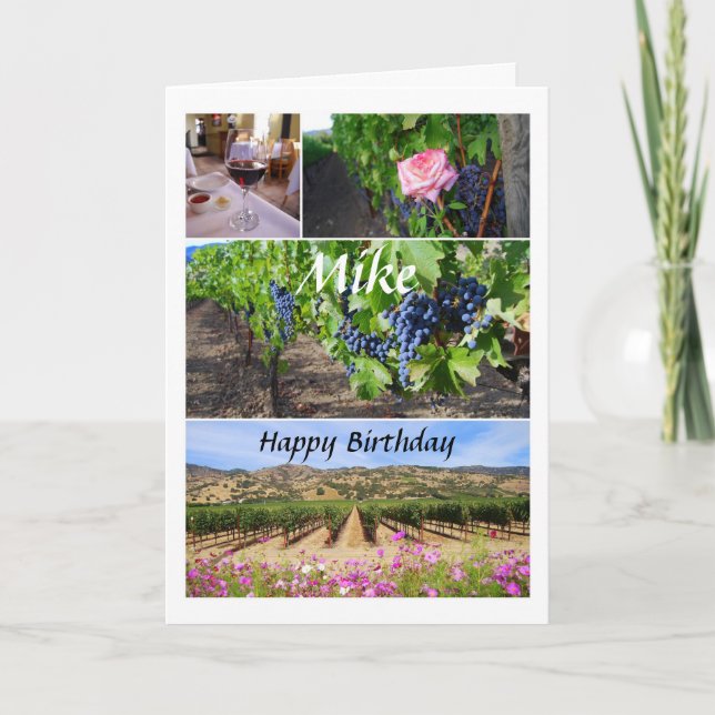 Tarjeta Mike Happy Birthday California Vineyards (Anverso)
