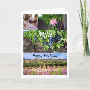 Tarjeta Mike Happy Birthday California Vineyards