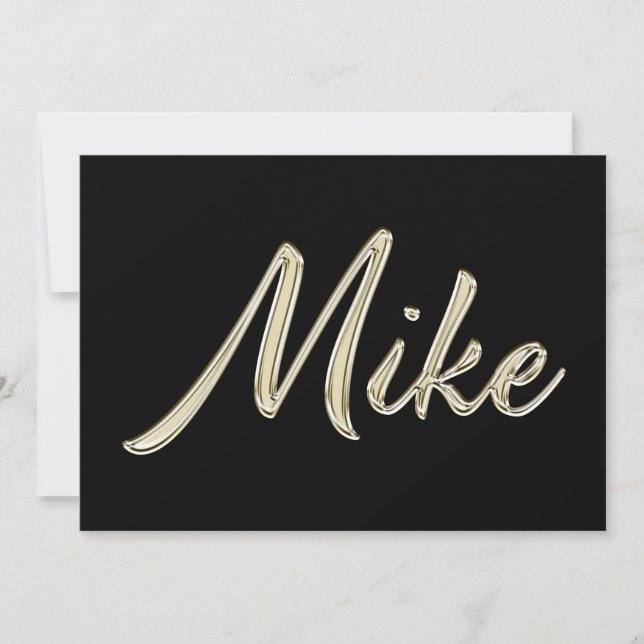 Tarjeta Mike Name white gold Handwriting Karte (Anverso)