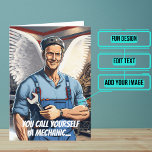 Tarjeta Milacle Worker Funny Mechanny Cumpleaños<br><div class="desc">¿Necesitas una tarjeta de cumpleaños única para ese talentoso amigo mecánico tuyo? Esta gran carta es única y colorida y cuenta con un mecánico masculino y un chiste sobre ser un obrero milagroso. Lo siguen con un mensaje sincero. Dentro hemos escrito justo el mensaje correcto para hablar al momento, pero...</div>