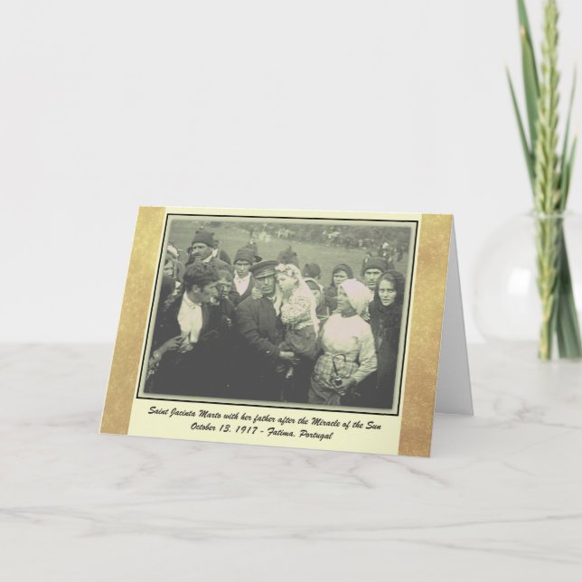 Tarjeta Milagro del St. Jacinta Marto Fátima del Sun (Anverso)