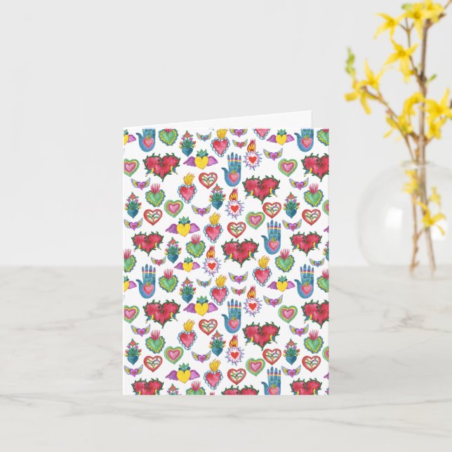 Tarjeta Milagros Corazones Flamantes Acuarela Cute San Val (flor amarilla)