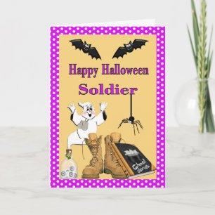 Tarjeta militar de Halloween para el soldado