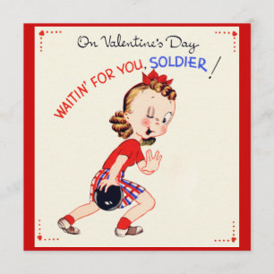 Tarjeta militar retra del el día de San Valentín