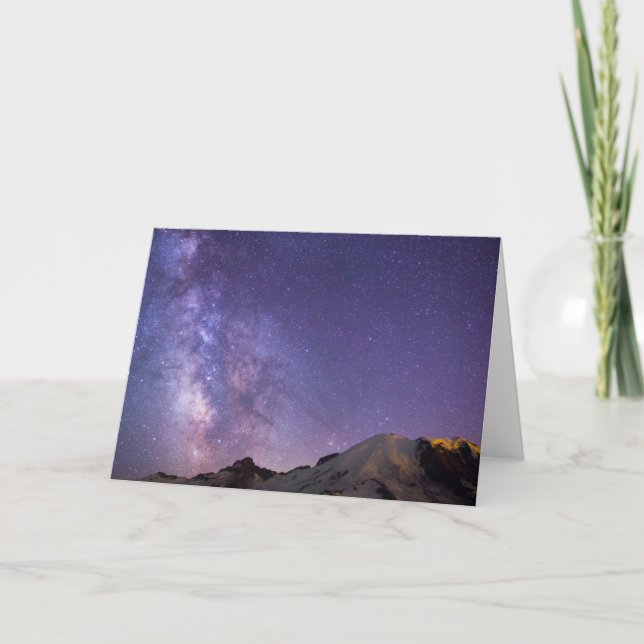 Tarjeta Milky Way & Mt. Rainier | Washington State (Anverso)