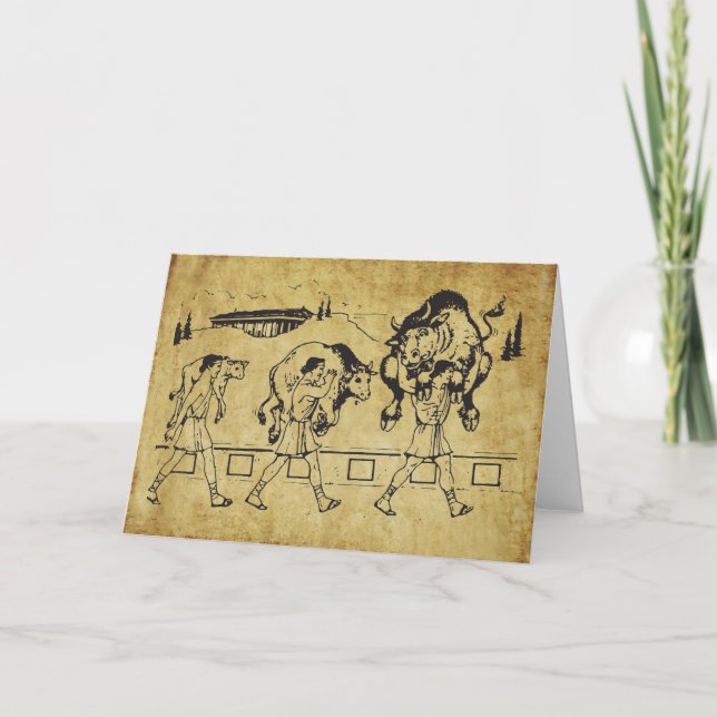 Tarjeta Milo de Croton y el toro - Motivación del gimnasio (Anverso)