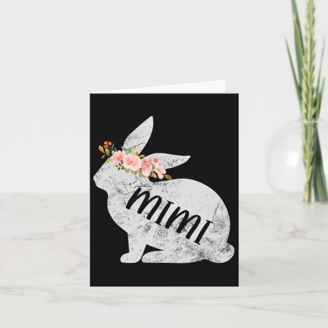 Tarjeta Mimi Bunny Familiar de flores Conejo de Pascua Fác (Anverso)