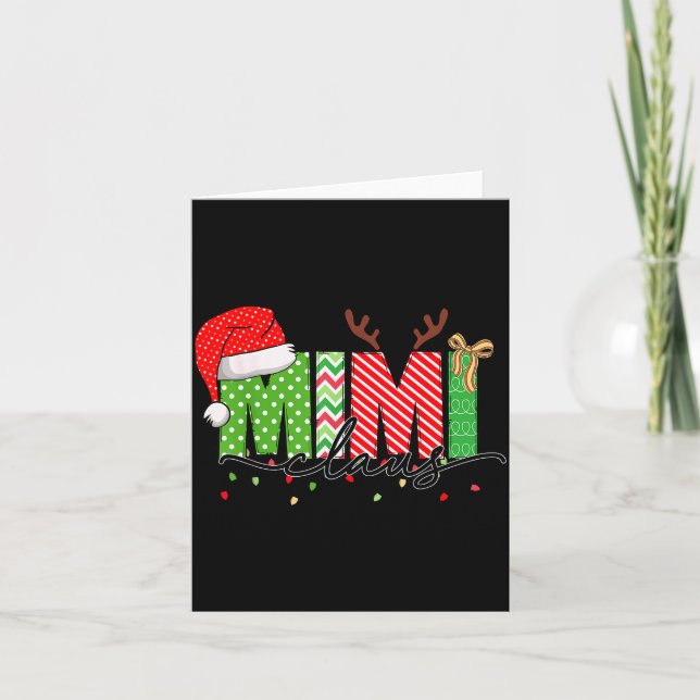 Tarjeta Mimi Claus Christmas Lights Pajama Family Matching (Anverso)