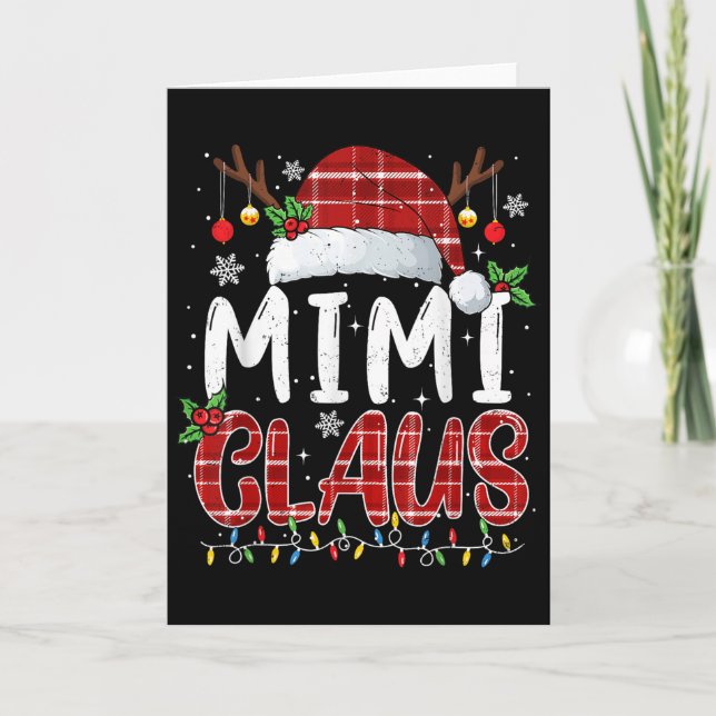 Tarjeta Mimi Claus Christmas Lights Pajama Family Matching (Anverso)