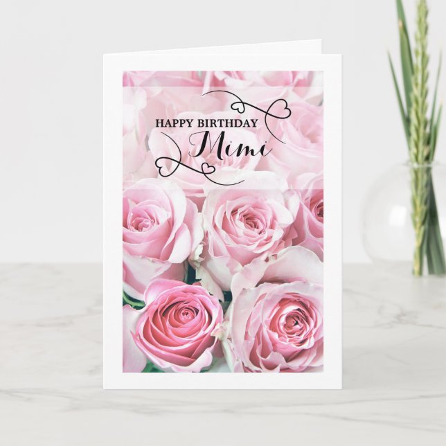 Tarjeta Mimi de cumpleaños feliz de rosas (Anverso)