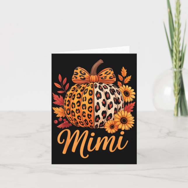 Tarjeta Mimi Thanksgiving Leopard Pumpkin Sunflower Coquet (Anverso)