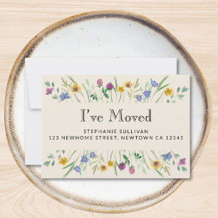 Tarjeta Mini Anuncio de Mudanza Floral