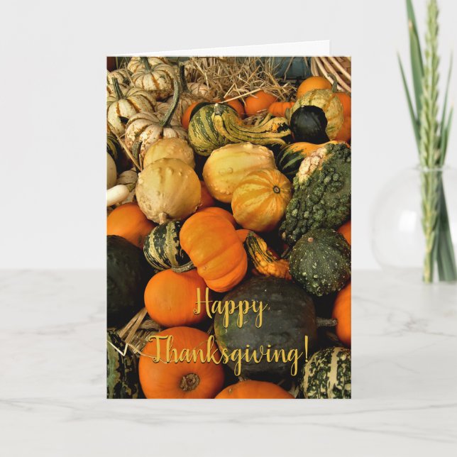 Tarjeta Mini Calabazas Y Fotografía De Caída De Gourds (Anverso)