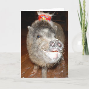 Tarjeta Mini Cerdo Feliz Cumpleaños Personalizado