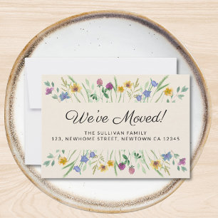 Tarjeta Mini de Anuncio de Mudanza Floral