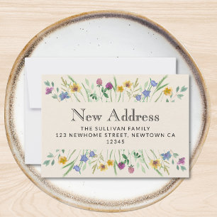 Tarjeta Mini de Anuncio de Mudanza Floral de Nueva