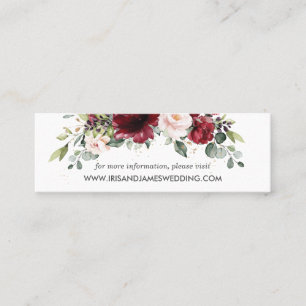 Tarjeta mini de Boda de Rubor Floral de Borgoña