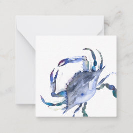 Tarjeta Mini de Nota Blue Watercolor Crab