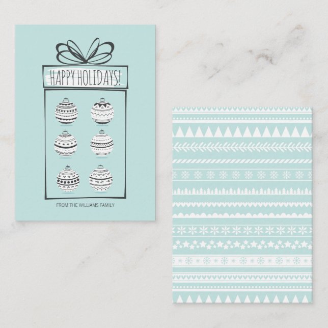 Tarjeta Mini de nota navideña para Ornamentos navi (Anverso / Reverso)