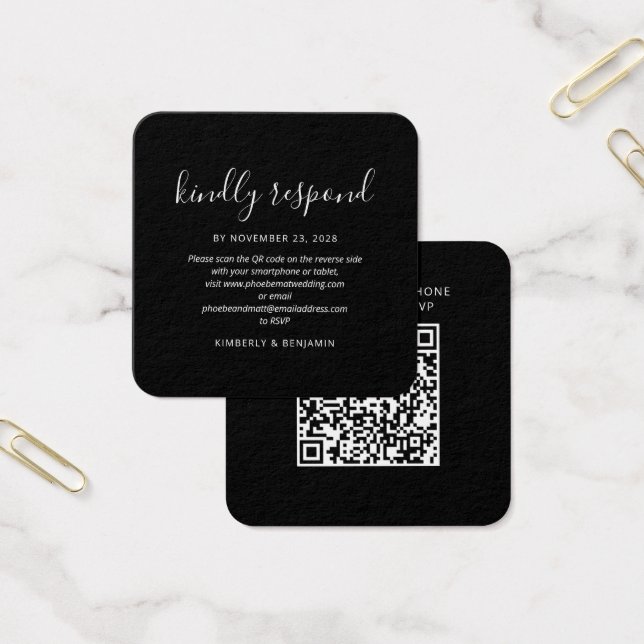Tarjeta Mini de RSVP de Boda con Código QR Elegant (Oficina)
