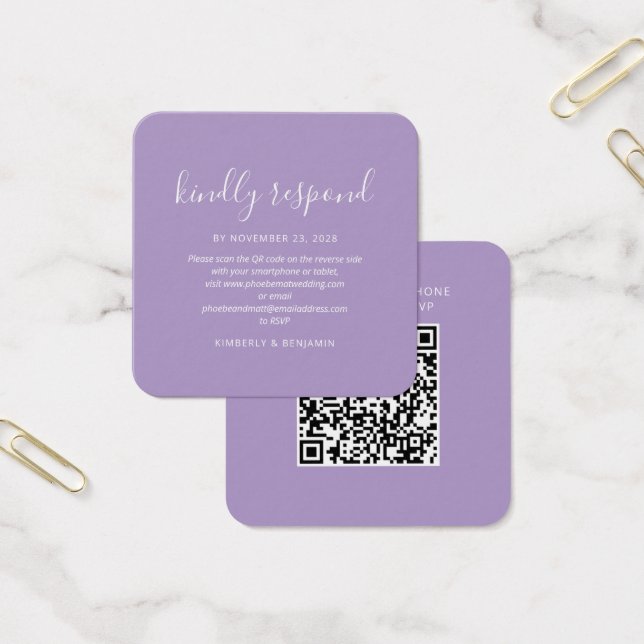 Tarjeta Mini de RSVP de Boda sin Contacto con Códi (Oficina)