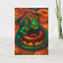 Tarjeta Mini Dragón verde lindo y arte de fantasía de donu