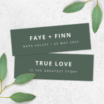 Tarjeta Mini Marcador Scandi Green Wedding Favor