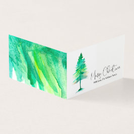 Tarjeta MINI- Merry Christmas, Watercolor Pinetree, Script