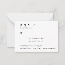 Tarjeta Mini RSVP simple y moderna de Boda
