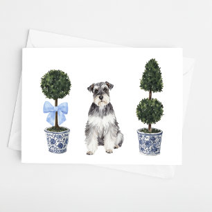 Tarjeta Mini Schnauzer Perro Cachorro Topiaria Acuarela