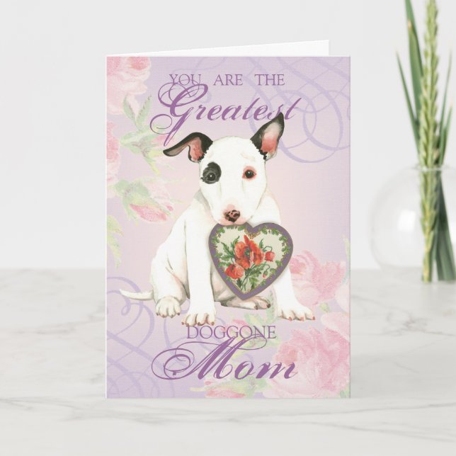 Tarjeta Miniatura Bull Terrier Heart Mom (Anverso)