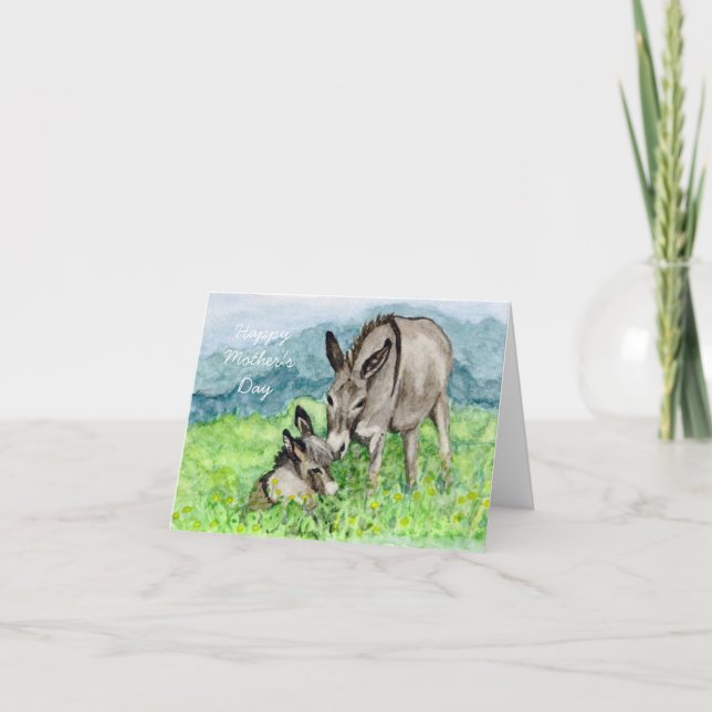Tarjeta miniatura del Día de la Madre de un burro (Anverso)