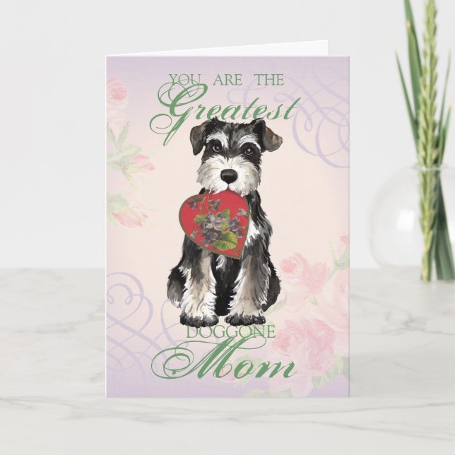 Tarjeta Miniatura Schnauzer Heart Mom (Anverso)