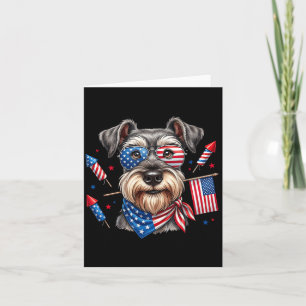 Tarjeta Miniature Schnauzer Bandera Americana Día de los C