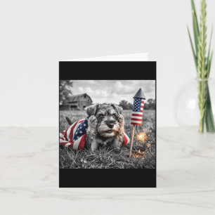 Tarjeta Miniature Schnauzer bandera estadounidense 250 año