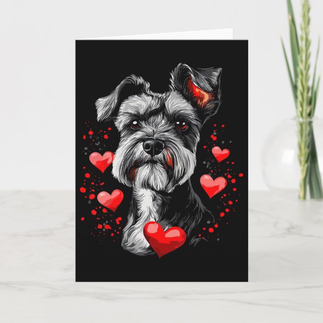 Tarjeta Miniature Schnauzer del Día de San Valentín  (Anverso)