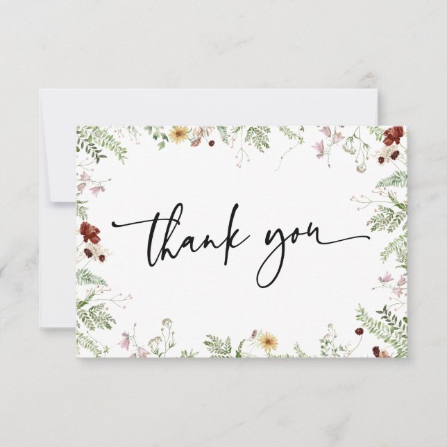 Tarjeta Mínima Boho Cute Wildflowers (Anverso)