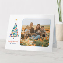 Tarjeta mínima colorida de Navidades de árbol de N