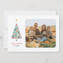 Tarjeta mínima colorida de Navidades de árbol de N
