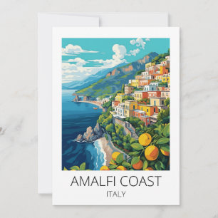 Tarjeta Mínima Costa de Amalfi Italia Vintage Viajes