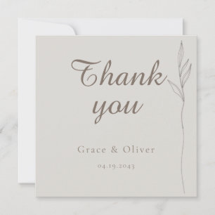 Tarjeta mínima de Boda de arte de la línea botánic