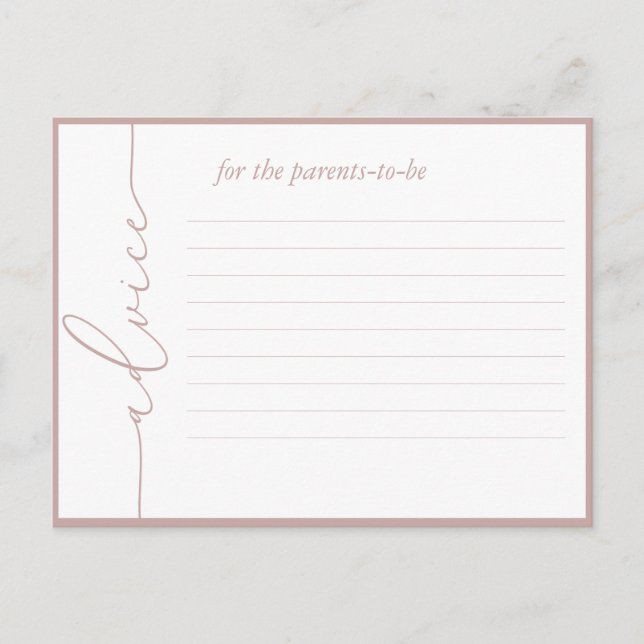 Tarjeta mínima de consejos de Baby Shower moderna (Anverso)