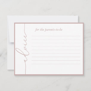 Tarjeta mínima de consejos de Baby Shower moderna
